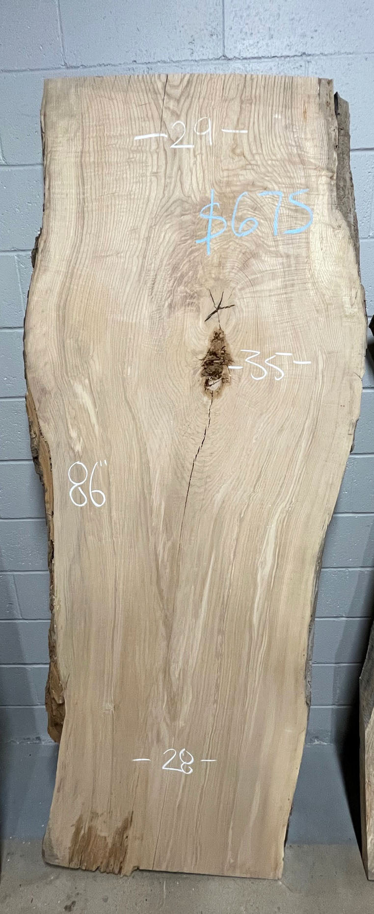 White Ash Live Edge Slab 10/4 #0033 ✔️