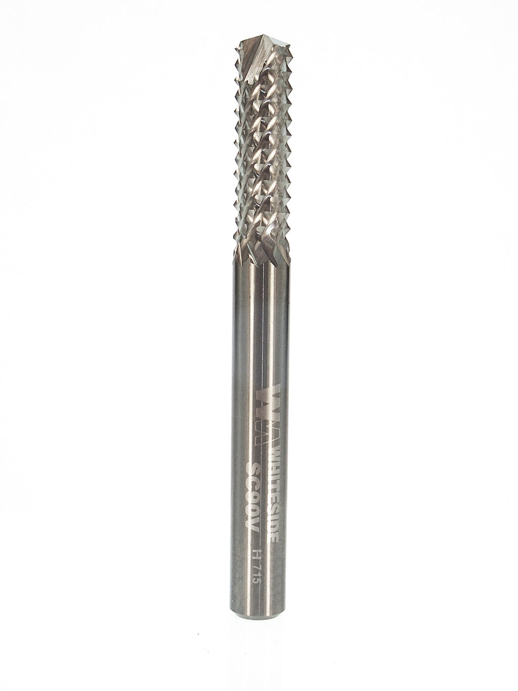 Whiteside SC90V Solid Carbide Fiberglass Bit 1/4SH 1/4CD 3/4CL 2-1/2OAL w/Plunge Point