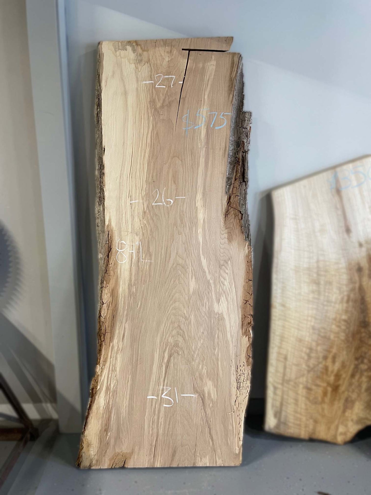 White Ash Live Edge Slab 10/4 #0044 ✔️