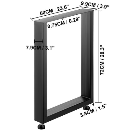 28” Table Legs - 1 Pair, Metal Square U Shape